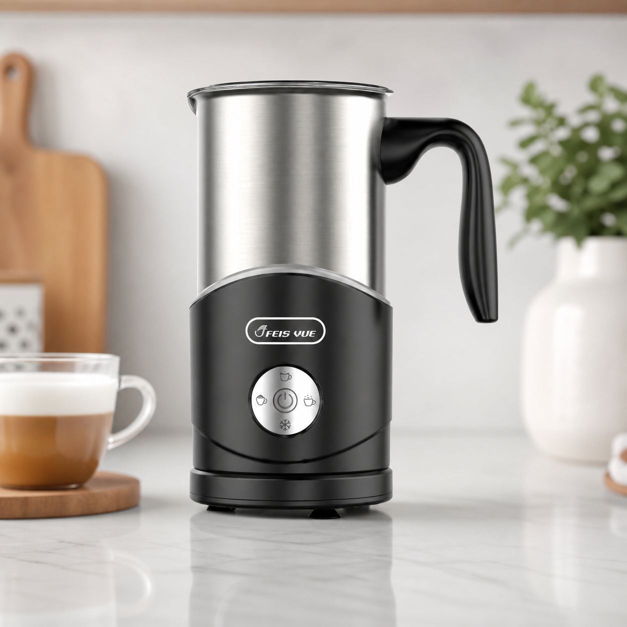 4-in-1 Detachable Milk Frother with Handle Options