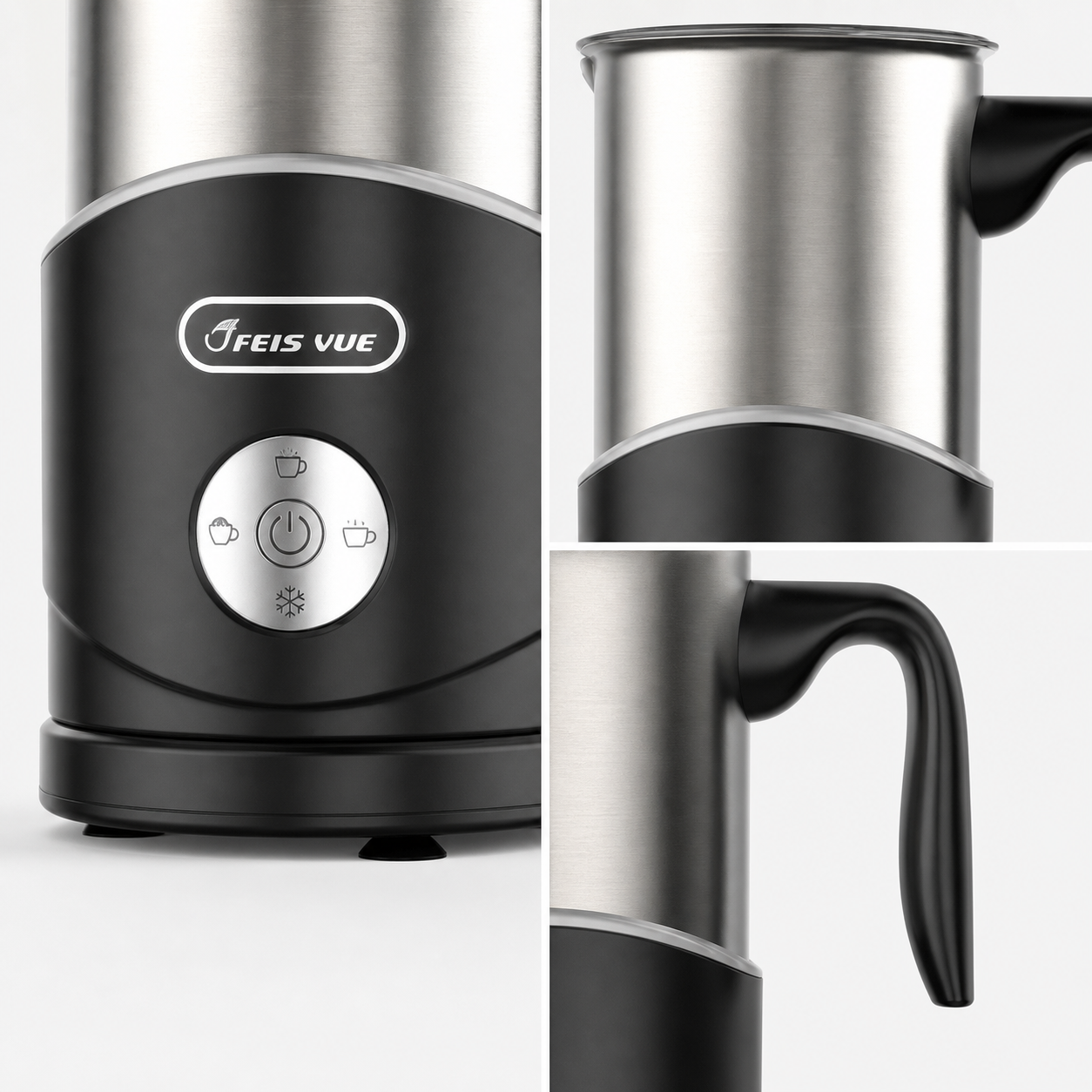4-in-1 Detachable Milk Frother with Handle Options