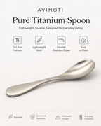 AVINOTI Pure Titanium Soup Spoon – Lightweight Reusable Dining Spoon