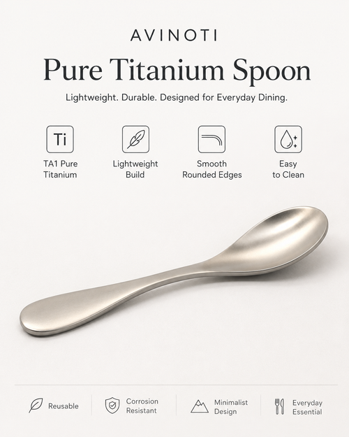 AVINOTI Pure Titanium Soup Spoon – Lightweight Reusable Dining Spoon