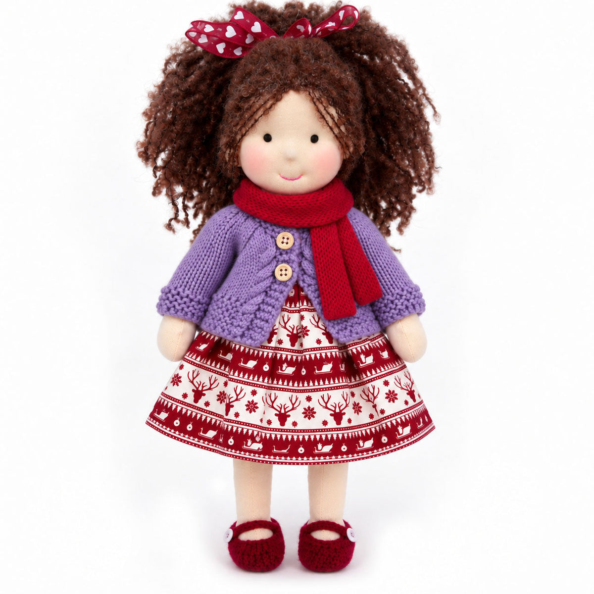 AVINO Handmade Waldorf Doll - Eleanor - Cute Christmas Holiday Dress