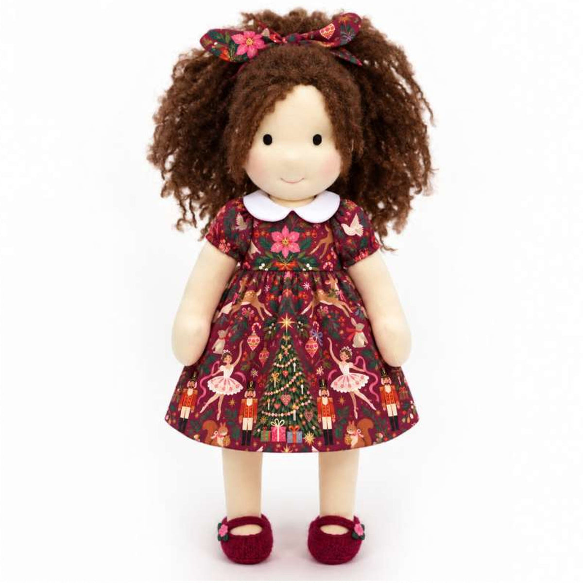 AVINO Handmade Waldorf Doll - Eleanor - Christmas Holiday Dress