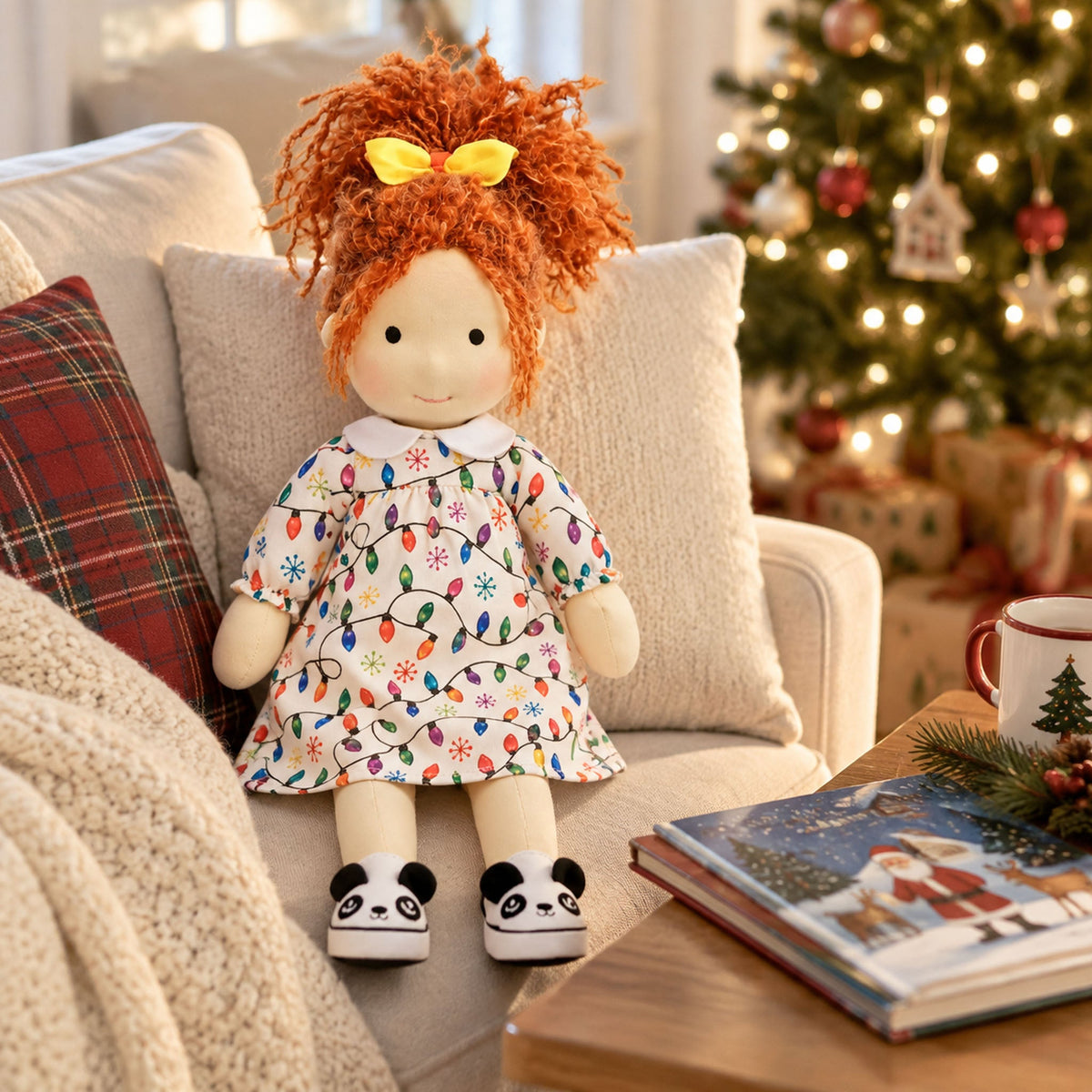 AVINO Handmade Waldorf Doll - Ada - Cute Christmas Holiday Dress