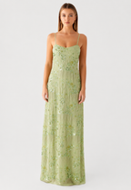 Celandine Beaded Maxi Dress - Lime