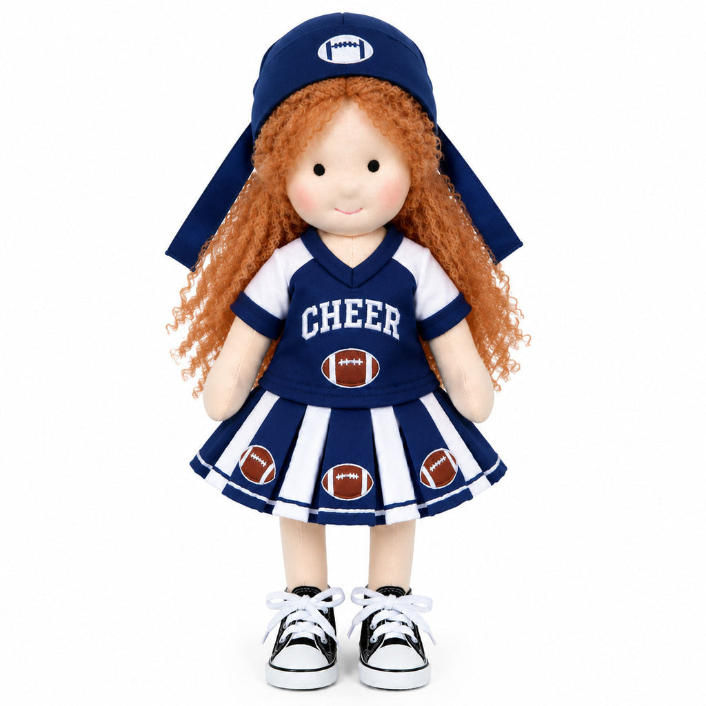 AVINO Handmade Waldorf Doll - Football Cheerleader with Red Curly Hair