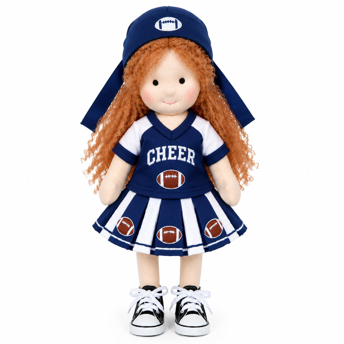 AVINO Handmade Waldorf Doll - Football Cheerleader with Red Curly Hair