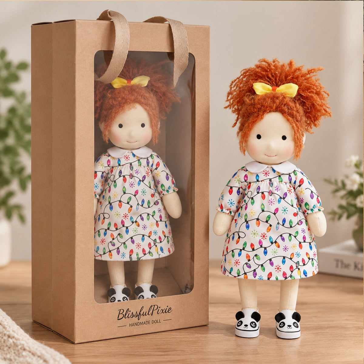 AVINO Handmade Waldorf Doll - Ada - Cute Christmas Holiday Dress