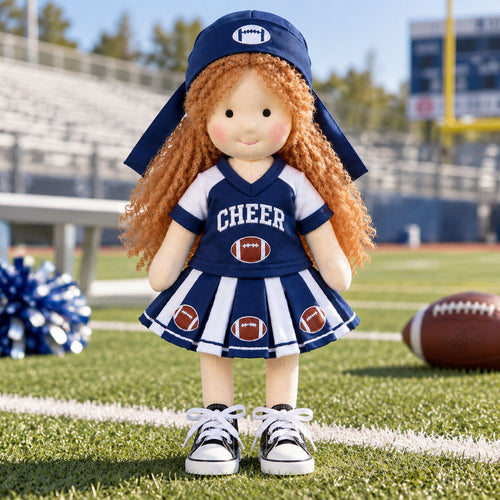 AVINO Handmade Waldorf Doll - Football Cheerleader with Red Curly Hair