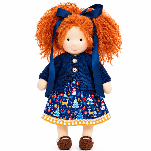 AVINO Handmade Waldorf Doll - Hanne - Cute Christmas Holiday Dress