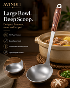 AVINOTI Pure Titanium Soup Ladle – Lightweight Kitchen Serving Spoon