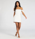Classics Lover Off-The-Shoulder Satin A-Line Mini Dress