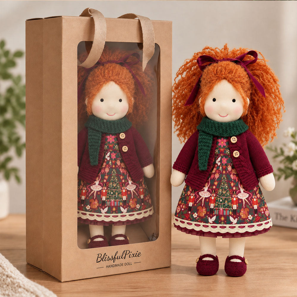 AVINO Handmade Waldorf Doll - Diana - Christmas Holiday Dress