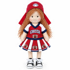 AVINO Handmade Waldorf Doll - Football Cheerleader with Curly Yarn Hair