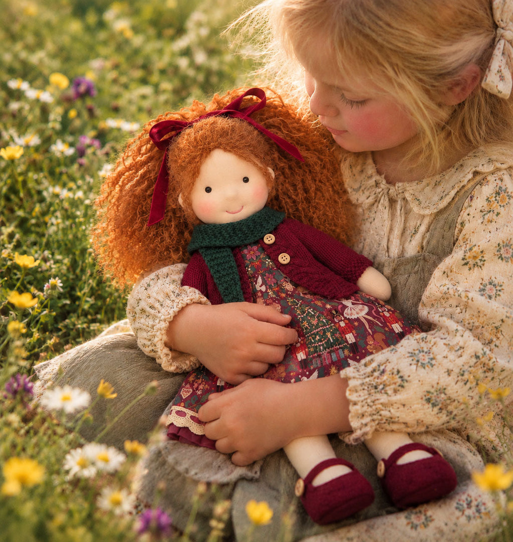 AVINO Handmade Waldorf Doll - Diana - Christmas Holiday Dress