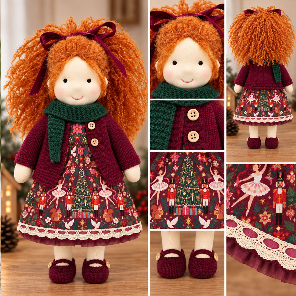 AVINO Handmade Waldorf Doll - Diana - Christmas Holiday Dress
