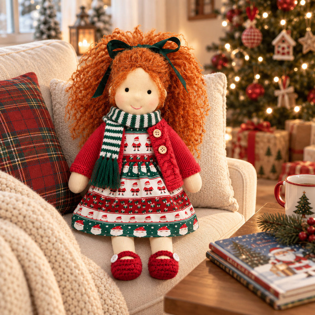 AVINO Handmade Waldorf Doll - Diana - Cute Christmas Holiday Dress