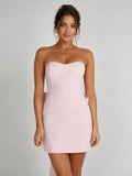 Meredith Strapless Bow Mini Dress - Blush Pink