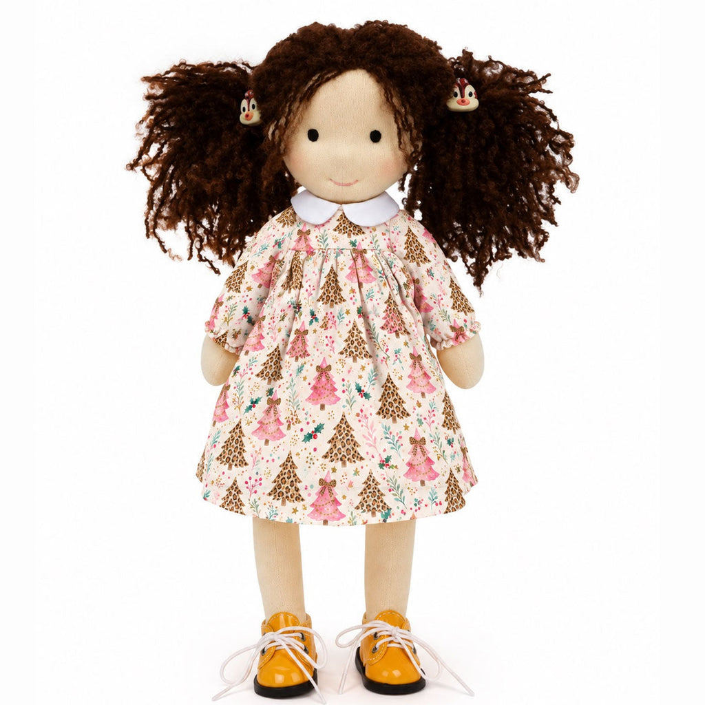 AVINO Handmade Waldorf Doll - Christmas Tree Print Dress