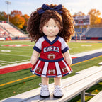 AVINO Handmade Waldorf Doll - Red and White Football Cheerleader Outfit