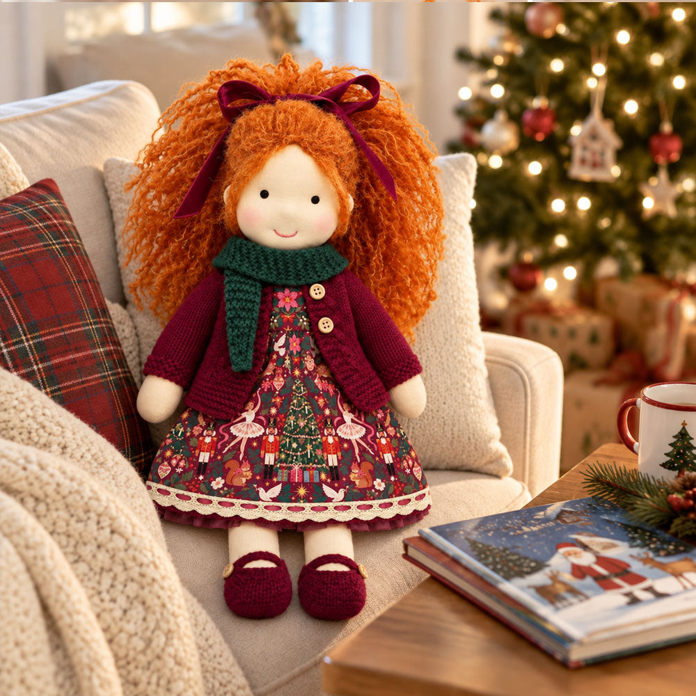 AVINO Handmade Waldorf Doll - Diana - Christmas Holiday Dress