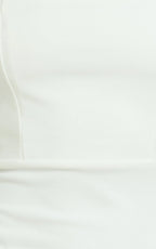 Vanessa Midi Dress - Halter Neck Below Knee Column Dress in White