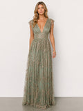 Arlene Shimmer Gown | Sage + Gold