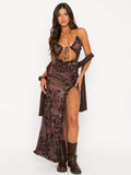 High Voltage Maxi Dress Mahogany Leaffall
