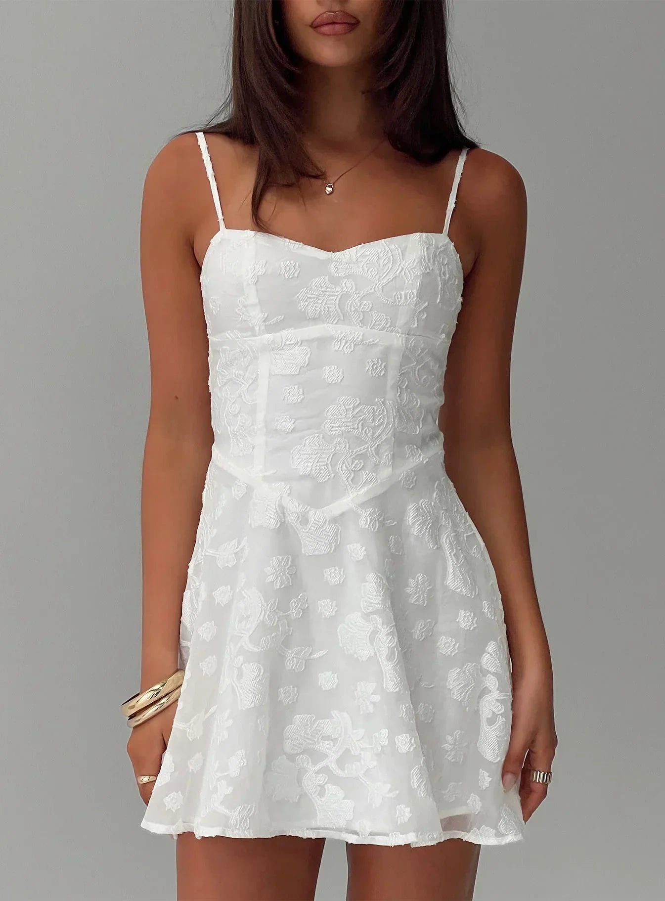 New Chapters Broderie Mini Dress in White