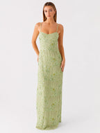 Celandine Beaded Maxi Dress - Lime