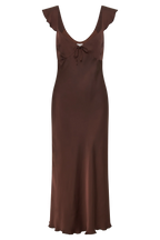 Chantal Short Sleeve Satin Midi Dress - Dark Chocolate