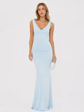 Pearl Open Back Maxi Dress in Light Blue