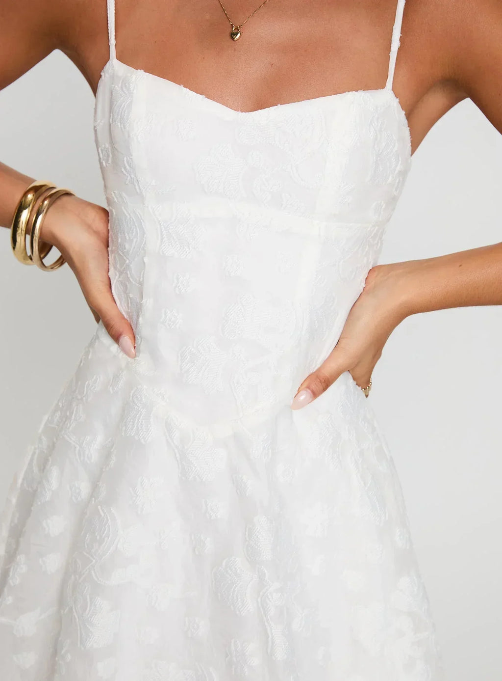 New Chapters Broderie Mini Dress in White