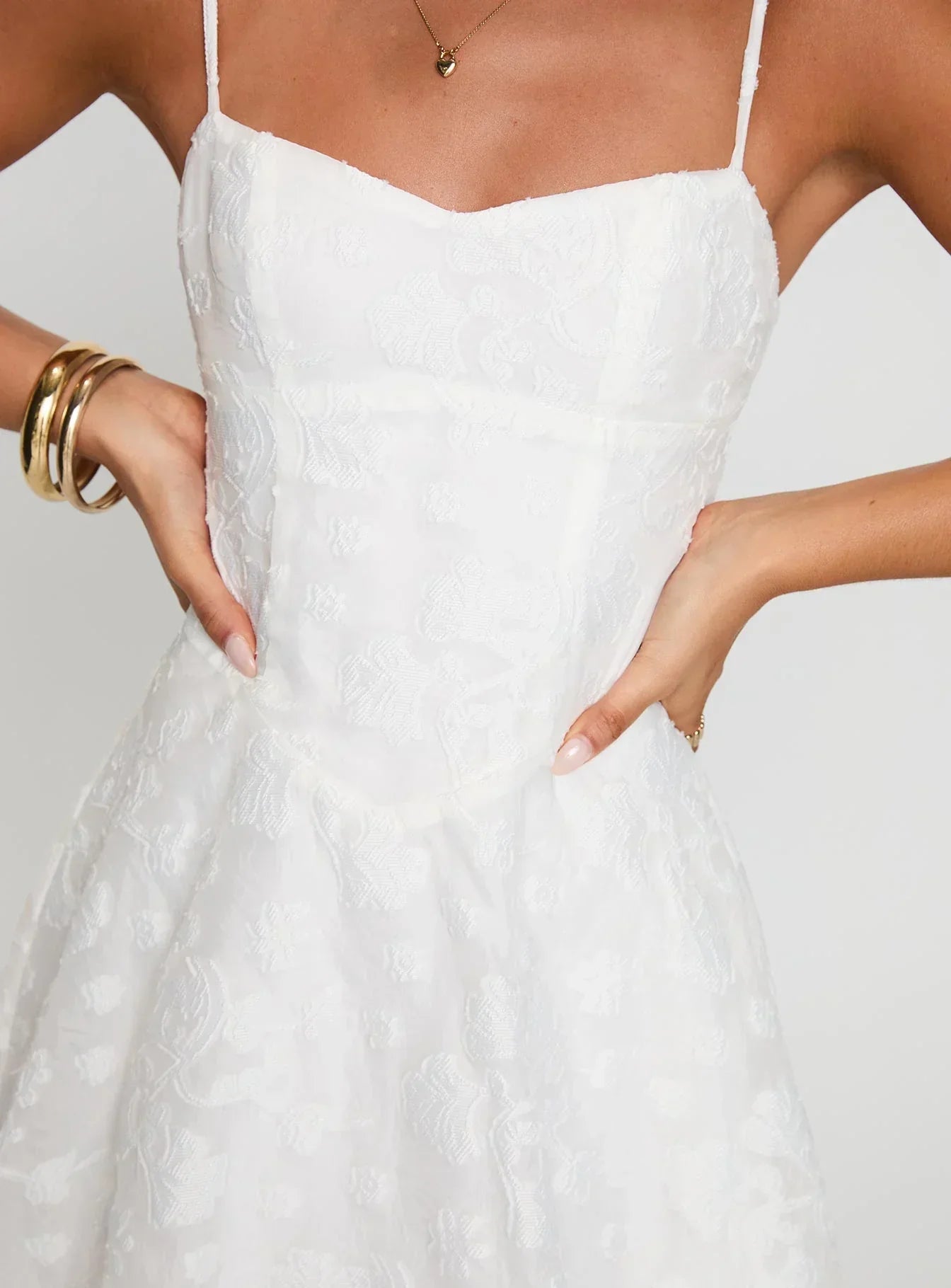 New Chapters Broderie Mini Dress in White