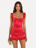 Ruffle Corset Dress in Red