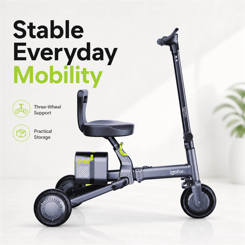 Trifold Electric Mobility Scooter with Removable Battery