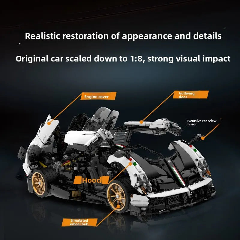 MOC 1:8 Supercar Building Block Set, ABS Brick Model for Adults - Product View 3