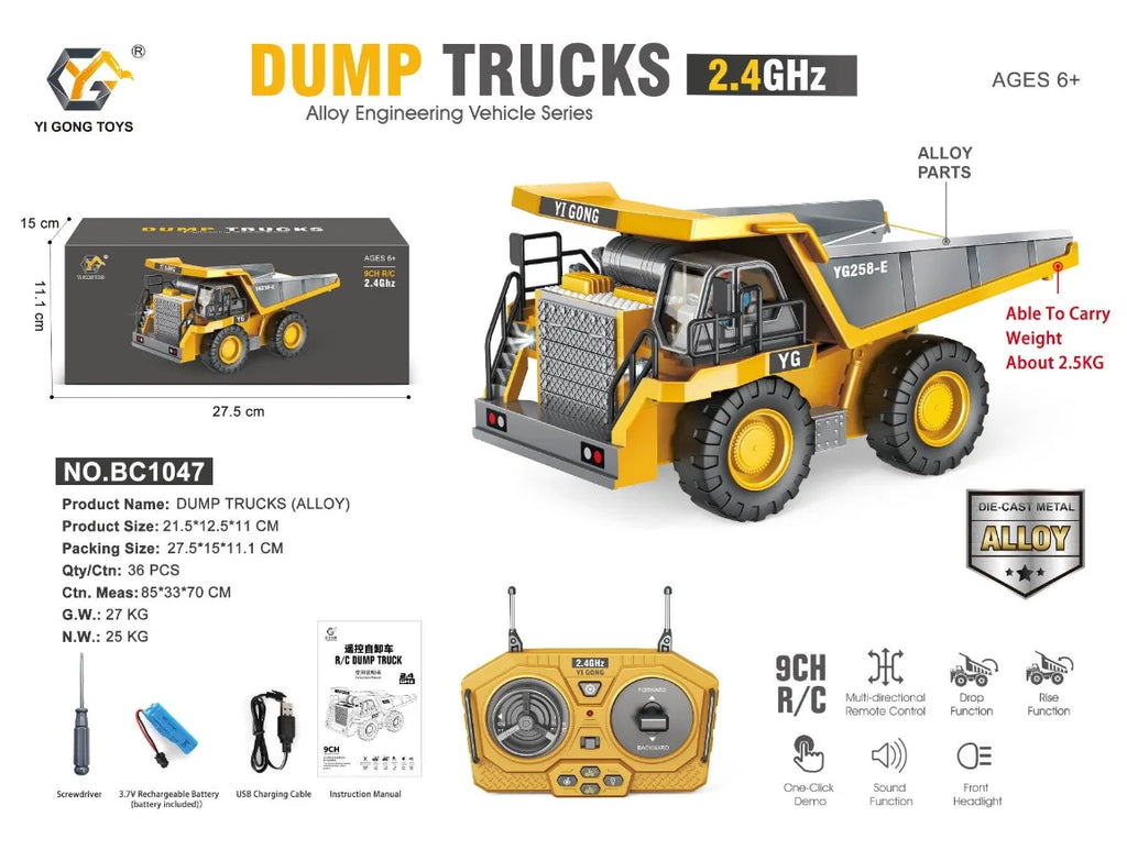 11-Channel Metal RC Construction Vehicles, 2.4G Remote Control Toy - Product View 6