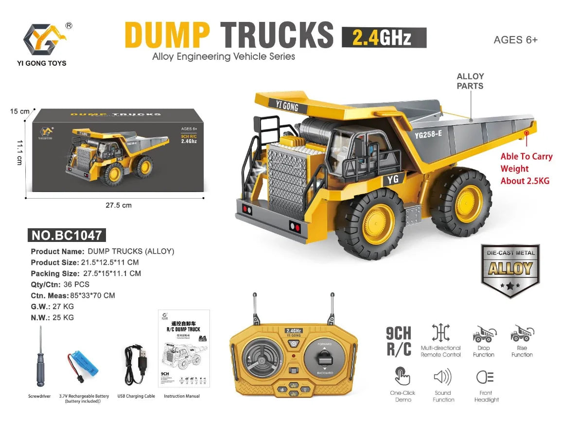 11-Channel Metal RC Construction Vehicles, 2.4G Remote Control Toy - Product View 6