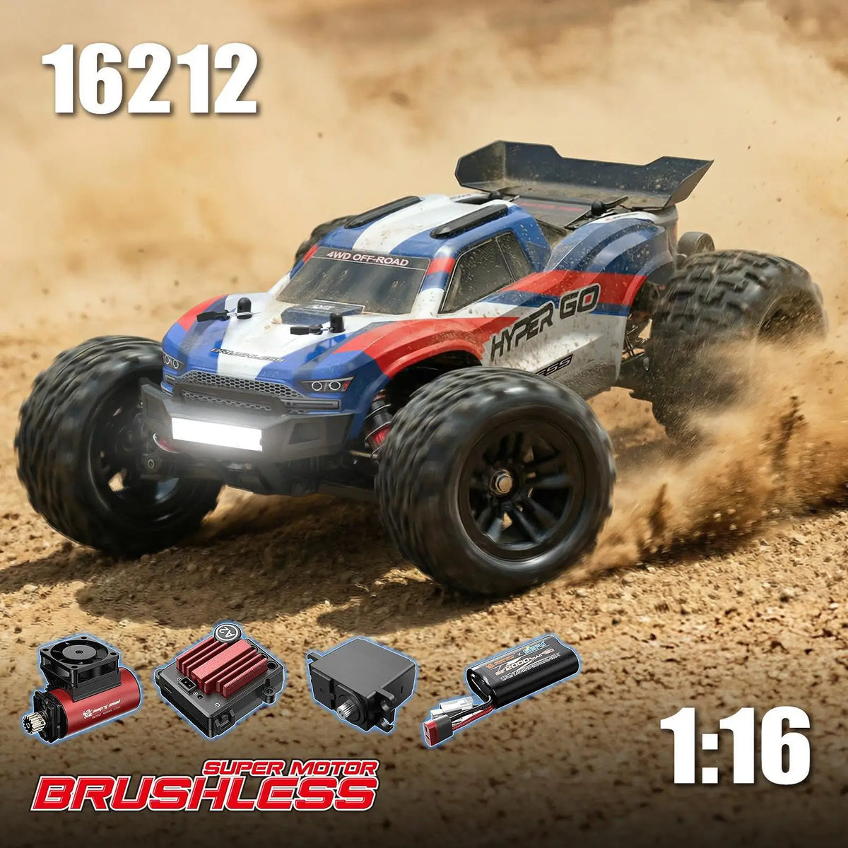 MJX 16212 1:16 4x4 Brushless RC Monster Truck, Hobby Grade Car - Product View 3