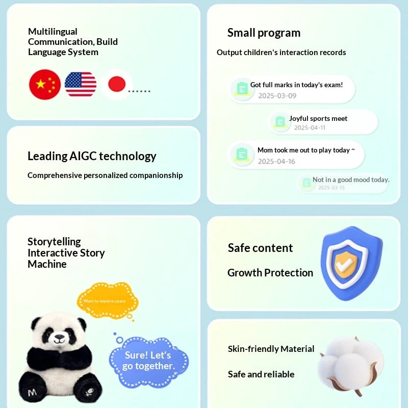 Interactive AI Panda Plush Toy 25cm Talking Companion for Kids - Product View 6