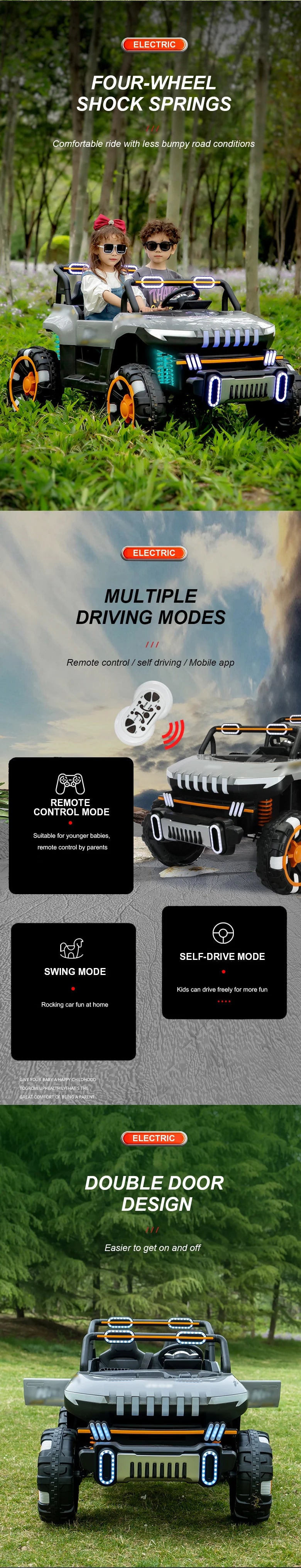 4-Seater Kids Electric Ride-On Car, Battery Powered Toy Vehicle - Product View 6