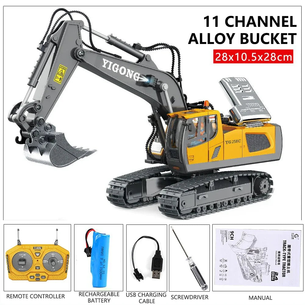 11-Channel Metal RC Construction Vehicles, 2.4G Remote Control Toy - Product View 2