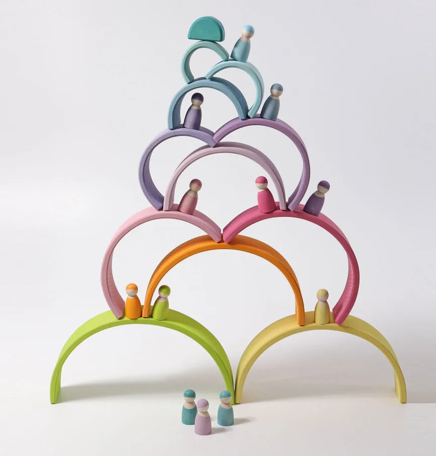 Wooden Rainbow Stacking Toy, 40 Piece Color Sorting Blocks - Product View 3