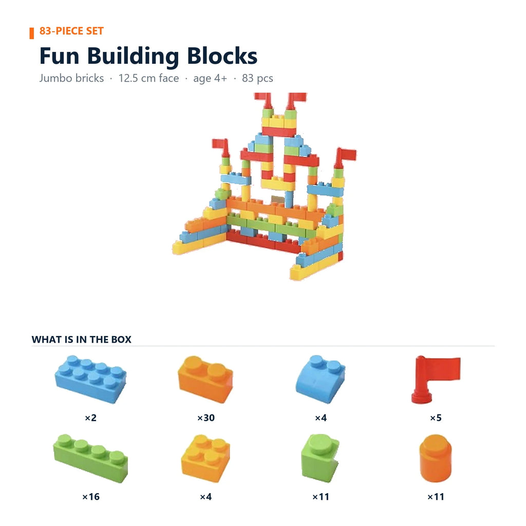 Large Building Bricks Set for Kids, Fun 83 to 172 Piece Playset - Product View 6