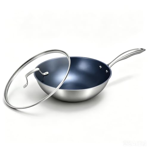 AVINOTI  Titanium Wok Pan with Lid – Lightweight Nonstick Stir Fry Pan