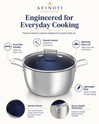 AVINOTI Titanium Stock Pot with Lid – Lightweight Everyday Cooking Pot