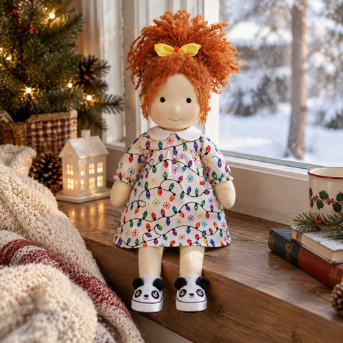 AVINO Handmade Waldorf Doll - Ada - Cute Christmas Holiday Dress