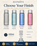 AVINOTI 430ml Titanium Insulated Travel Cup – Lightweight Pure Titanium Tumbler