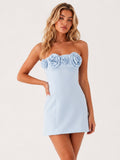 Patsie Strapless Mini Dress - Blue