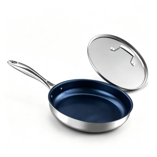 AVINOTI  Titanium Frying Pan with Steel Handle – Lightweight Nonstick Everyday Pan